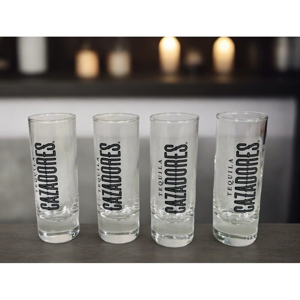 4 - CAZADORES Tequila Shot Glass Clear 4” Tall Bar Kitchen New Without Box